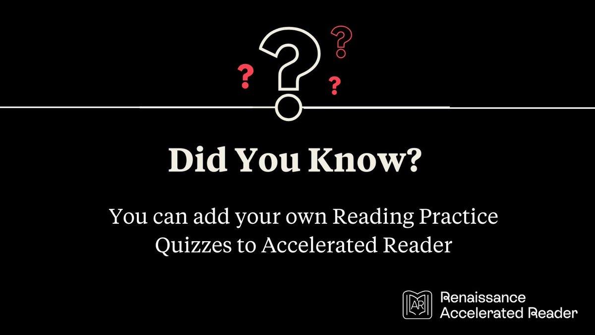 Did you know? If there isn't an AR quiz for a book... you can make one!

Follow the steps below to create your own teacher made quiz:  bit.ly/43TJLsE