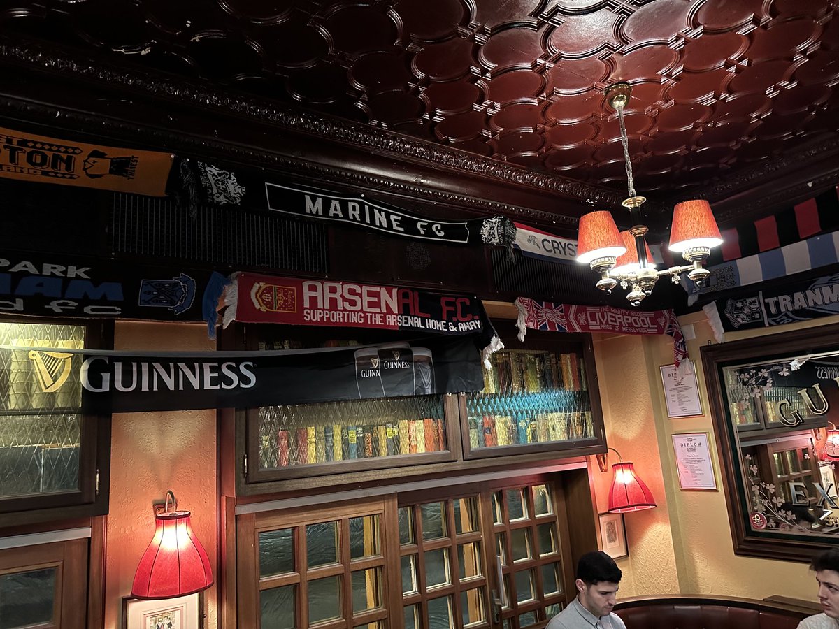 ⁦<a href="/Marinefcacademy/">MarineFootballAcademy</a>⁩ Marine scarf on the wall in Mr Pickwick pub Bern, Switzerland