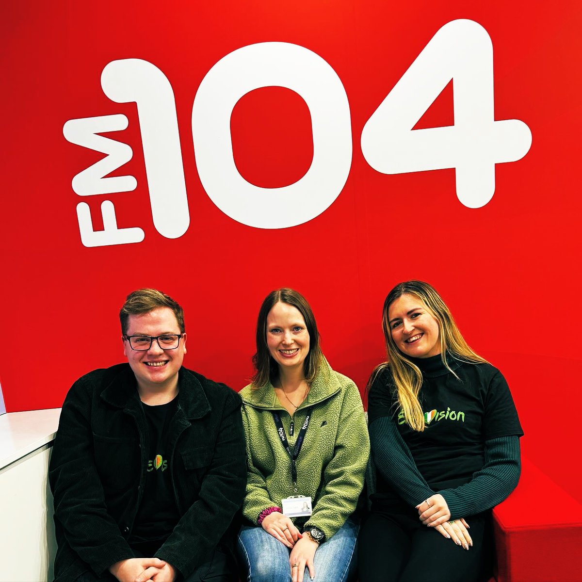 The Eurosong 2024 buzz begins! Great way to kick off the week with @LouiseTighe on @FM104. Thank you for having us in! You can tune in tonight at 10:30pm to hear our discussion on Eurosong ☘️ Roll on Friday! 🇮🇪