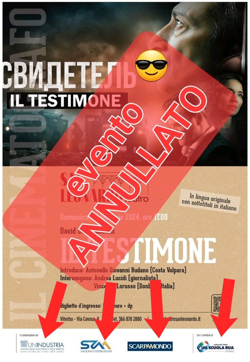 galluzzilucio's tweet photo. 🔴 #StopPropagandaRussaInItalia #StopPutinTour
@Comune_Viterbo
MA QUESTI "COLLABORATORI" ALL'EVENTO, SAPEVANO DI ESSERE TALI O MENO?
Perchè certe cose immerdano l'immagine di aziende, associazioni/sindacati.
@Unindustria #Viterbo @SagginiCostruzioni @Scarpamondo @uilscuolanazio1 https://t.co/4DSH6N39RP