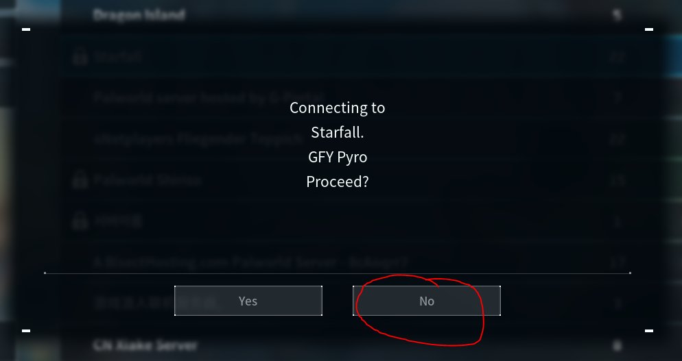 NerdLogicTV's tweet image. Found a workaround to our #Palworld problem! 
•Click on Community Servers
•Click on a random server that has the lock icon
•Type your password  &amp;gt; Click 'OK'
•When asked to proceed, click 'No'
•Go to the bottom of the screen and input the IP connect address &amp;gt; Click 'Connect'