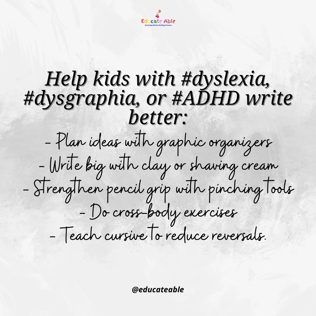 These are some ways to help kids with dyslexia, dysgraphia, or ADHD write better. Using these strategies, kids can overcome their writing challenges and discover their writing potential. #dyslexia #dysgraphia #ADHD #writingtips #learningdifferences