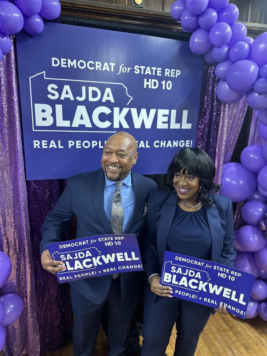 I am incredibly honored to stand by my wife, @sajdapurpleblackwell, as she announces her candidacy for State Representative of the 10th legislative district.