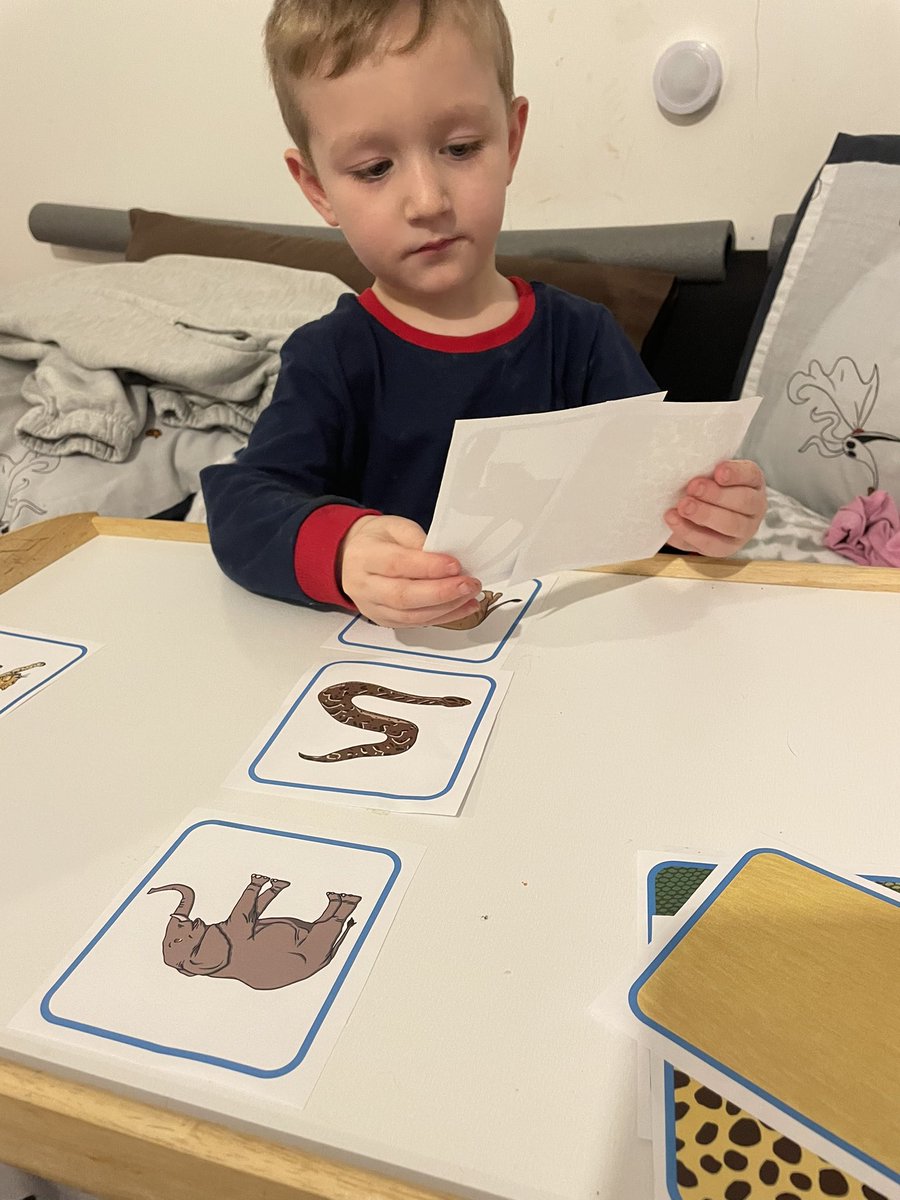 Finnley doing his home learning, matching the animals and their prints. He also told us what the name of the animals are. <a href="/Linzibam29/">Lyndsey Bamber</a> <a href="/MissWarbrick_/">Miss Warbrick</a>