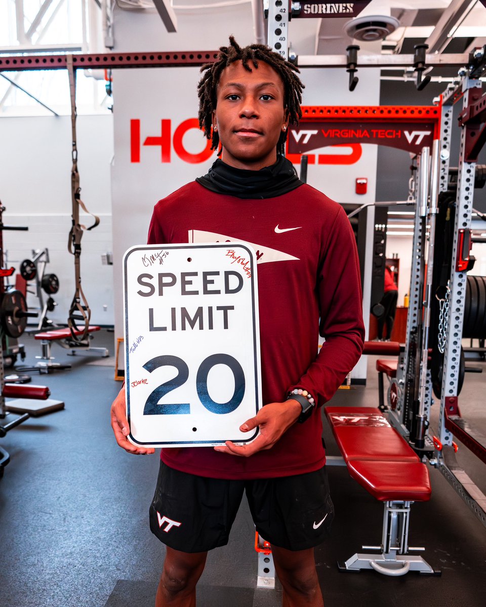 HokiesFB's tweet photo. Welcome to the 20 mph club 🏎️💨

S/O to our guys who hit speeds of 20+ mph during training this week 😎

#ThisIsHome https://t.co/vvnhyWy7vq