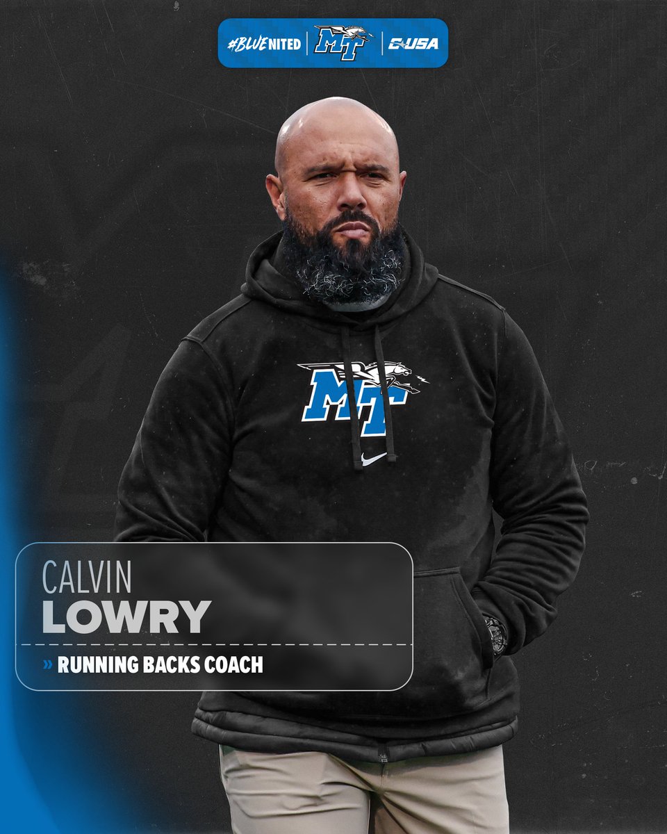 Welcome to Middle Tennessee, <a href="/CalvinLowry/">Calvin Lowry</a>!

<a href="/CoachDerekMason/">Derek Mason</a> names Lowry, a three-year NFL veteran, the running backs coach for the Blue Raiders.

📰 Details: bit.ly/3SqnD6l
