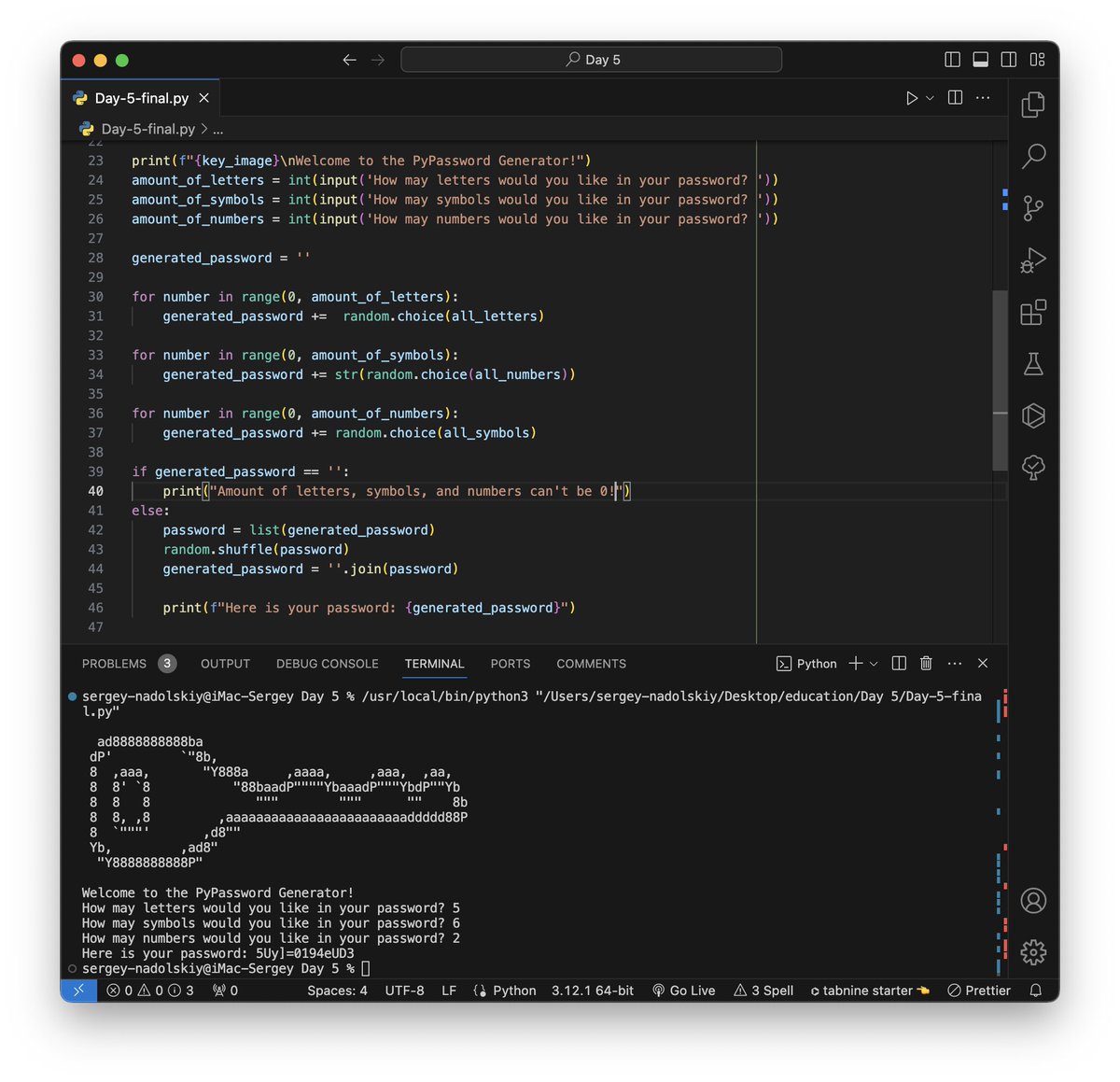 SergeyNadolskiy's tweet image. Another day, another achievement unlocked! 🚀 Wrapped up Day 5 of #100DaysOfCode, exploring the realms of Python 🐍. Each day brings new insights and challenges. Excited for the coding journey ahead! 💻💡 #CodeProgress #PythonAdventures
