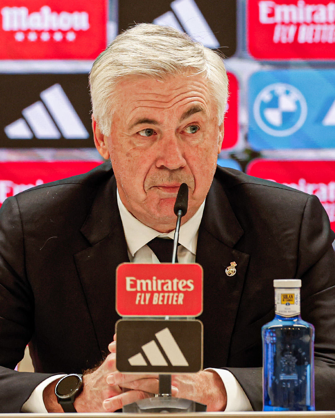 Carlo Ancelotti en rueda de prensa hoy. Fuente: Real Madrid