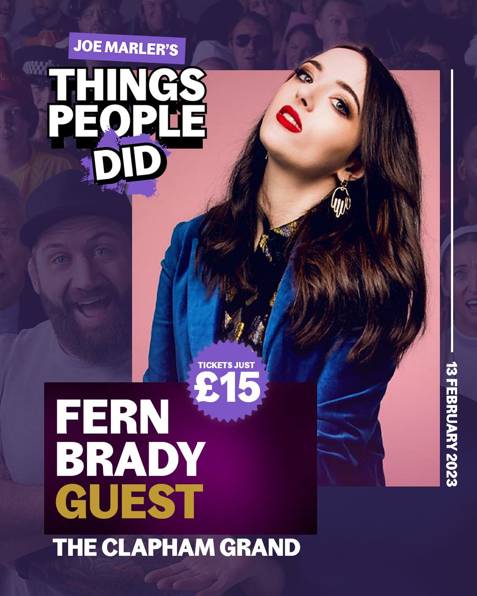 ⭐️ Guest announcement: @FernBrady ⭐️ One of the best stand-ups going is joining us for Things People Did - our live podcast where we ask comedians all about what they did before they were famous! 🎟 £15 dice.fm/partner/dice/e… 📆 Tuesday 13 February 📍 @TheClaphamGrand