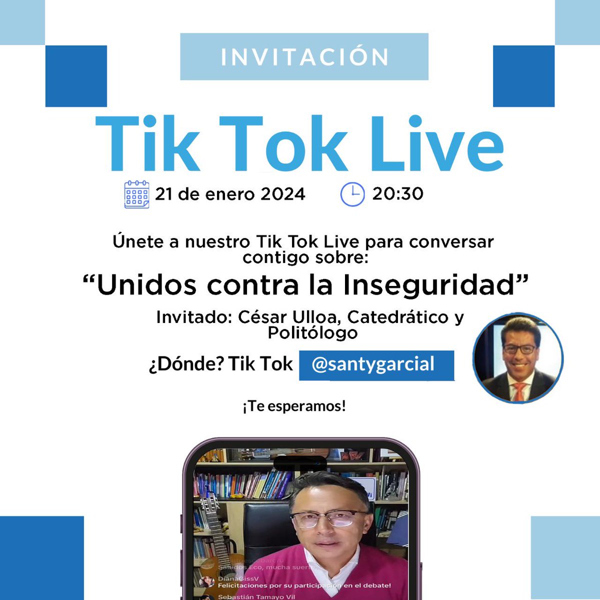 PorTIUCE's tweet photo. No te pierdas hoy el #TikTokLive #PorTIUCE sobre nuestra propuesta para la seguridad desde las 20:30 aquí 👇🏼
https://t.co/NZ3zygj12H
¡Lista 4! #4U
#UnaPropuestaDeVerdad #UniversidadCentralDelEcuador #estudiantes #UCE #Centralinos #VaporTI #RectorUCE #EleccionesUCE2024 https://t.co/zhYIpqYUtl