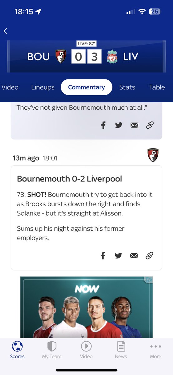 samselby88's tweet photo. @Joedelucis @AndyRobsonTips Yeah opta says diff, but sky sports saying shot but straight at alisson https://t.co/aUeJJYN5oK