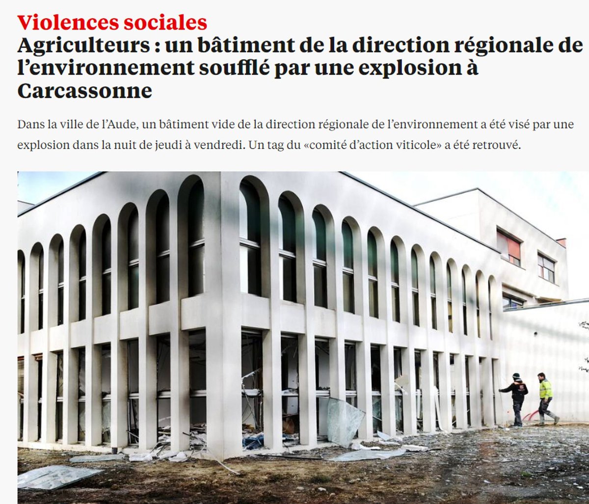 48H après les faits, toujours aucune communication de Darmanin ou du gouvernement pour cet acte de terrorisme.
On imagine le traitement médiatique si cela avait été réalisé par un activiste climat ou une personne d'une certaine religion..