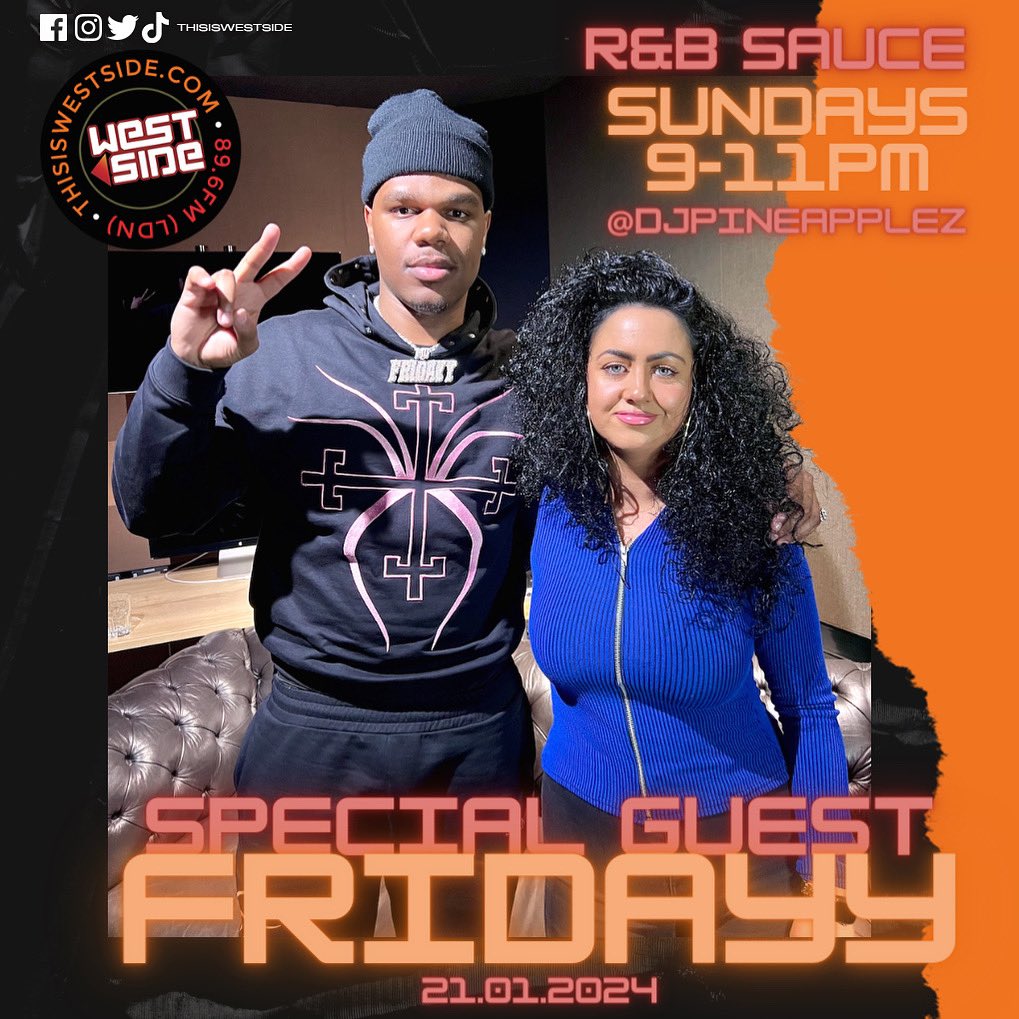 Interviewing Fridayy on tonight’s R&amp;B Sauce Show lock in from 9pm on <a href="/thisiswestside/">THIS IS WESTSIDE</a>