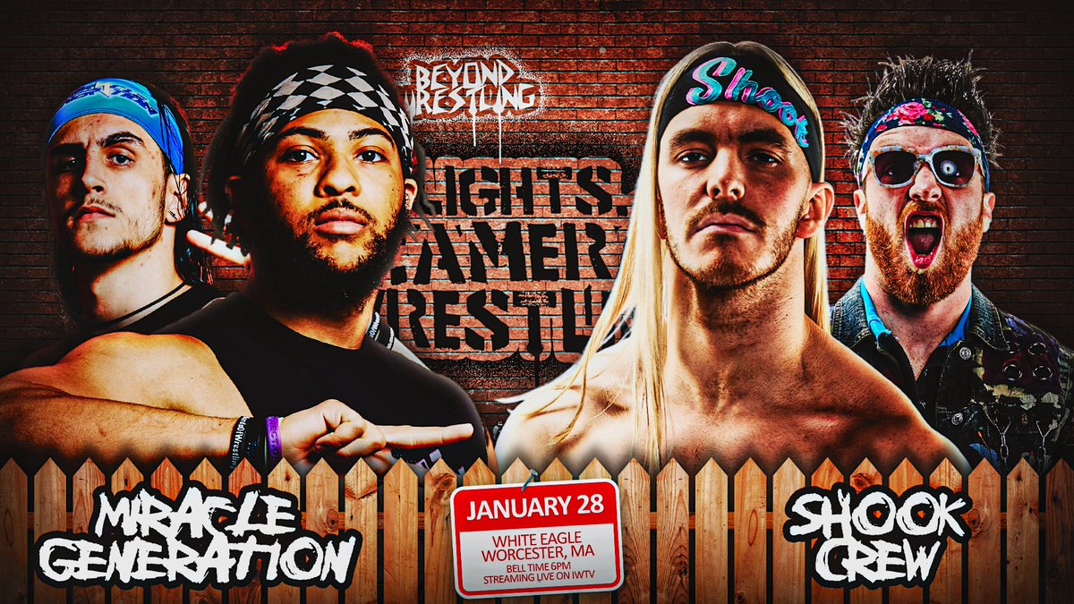 beyondwrestling's tweet photo. Shook Crew survived their match against each other at @WrestlingOpen this past Thursday, and now @TheBobbyOrlando @BryceDShook have the chance to become the IWTV Independent Wrestling Tag Team Champions if they can knock off @LittleKylon @ItsDustinWaller next Sunday in Worcester! https://t.co/NJKLokUcMq