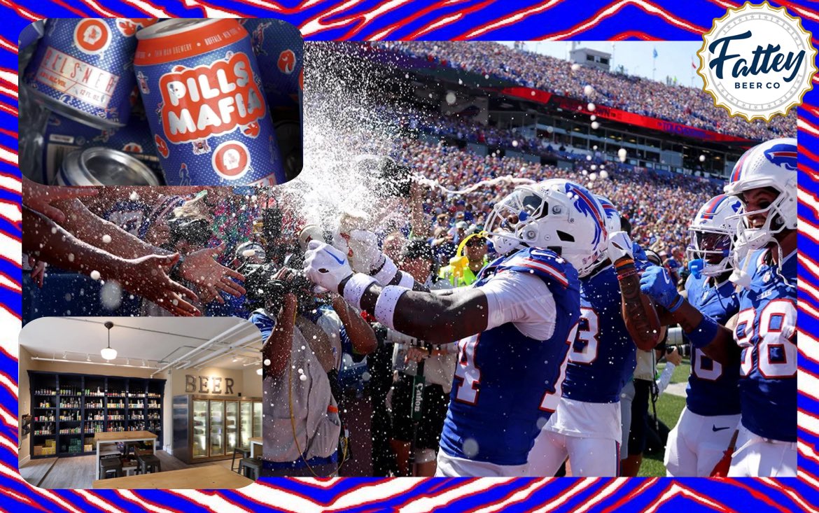 Kick off is here. Bills vs Chiefs. A chance at redemption. Where else would you rather be, than right here, right now @fatteybeer. With over 300 beers to choose from, including Pills Mafia from @ThinManBrewery. Get here now #BillsMafia