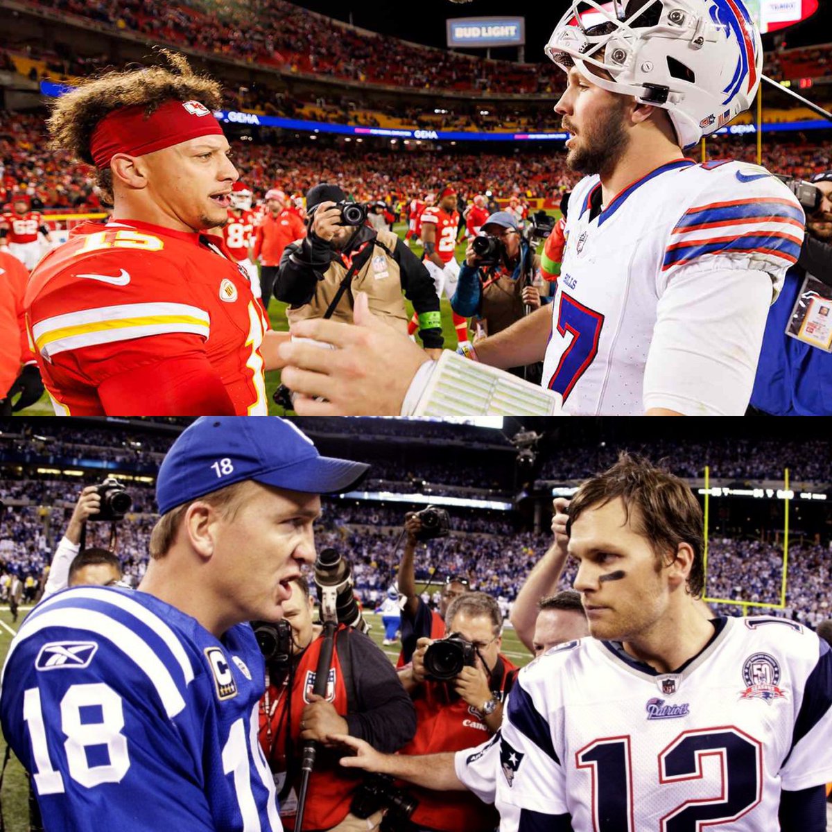 jasrifootball's tweet image. 𝗧𝗥𝗨𝗘 𝗢𝗥 𝗙𝗔𝗟𝗦𝗘: Patrick Mahomes vs Josh Allen is this generation’s version of Brady vs Manning.