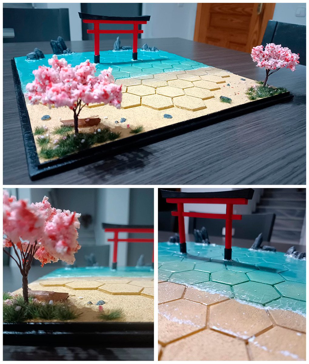 Done! Diorama board for Senjutsu <a href="/Bumble3ee_Int/">Bumble3ee Interactive</a> <a href="/StoneSwordGames/">Stone Sword Games</a> #Senjutsu #boardgames #Japan