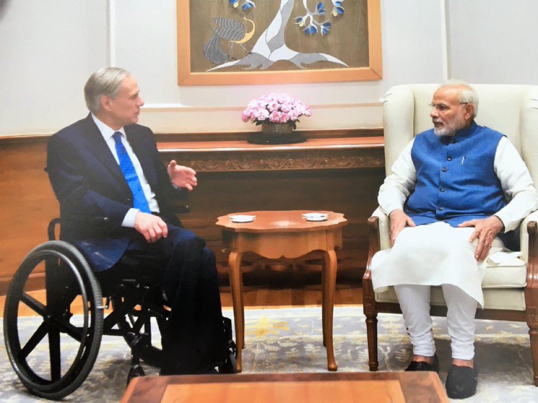 Governor Abbott Press Office (@govabbottpress) on Twitter photo Looking back on a highlight from my last visit to India in 2018: meeting with Prime Minister <a href="/narendramodi/">Narendra Modi</a>.
Since then, the robust relationship between Texas and India has only grown.
India is now Texas’ 11th-largest trading partner. Looking back on a highlight from my last visit to India in 2018: meeting with Prime Minister <a href="/narendramodi/">Narendra Modi</a>.
Since then, the robust relationship between Texas and India has only grown.
India is now Texas’ 11th-largest trading partner.