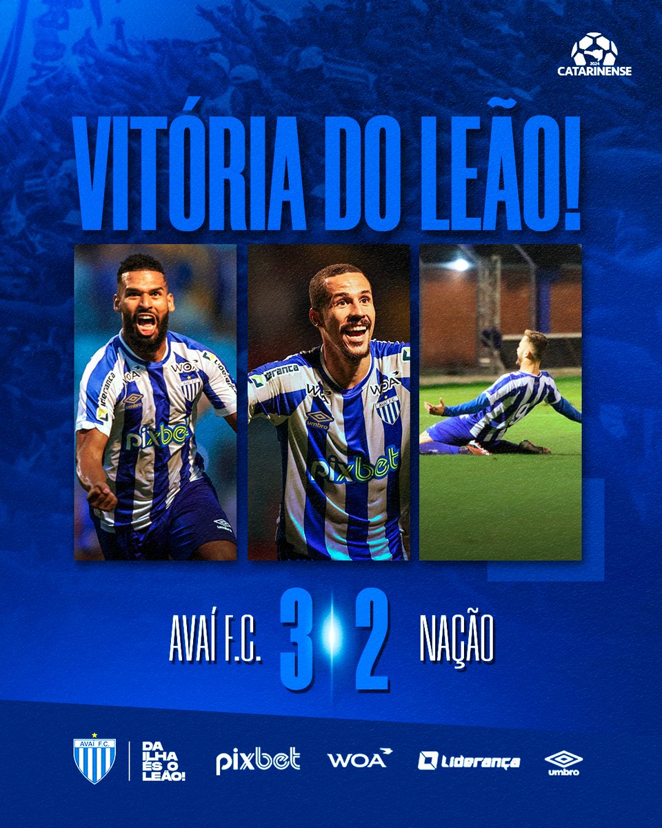 ACAAAAAAAAAABOU, VITÓRIA DO LEÃO!
COMEMORE, NAÇÃO AVAIANA!

<a href="/AvaiFC/">Avaí Futebol Clube</a> 3x2 <a href="/nacaoesportes/">Nação Esportes Canoinhas</a>

#DaIlhaÉsOLeão
bit.ly/3O7cbKs