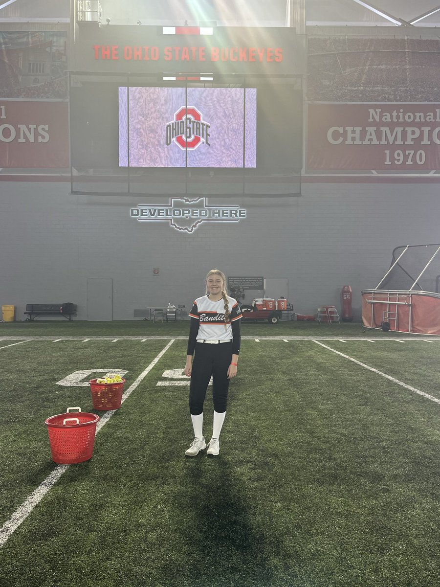 OSU Camp 2024. First camp of the year, learned a lot of new drills to apply to my workouts. Was awesome to see coach Kelly again @OhioStateSB @Sun_Dragon1 #GoBucks #bandit4life #barnie4life