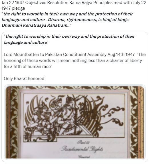 csranga's tweet photo. Bharat has honored because we also recognized Sovereignty of Dharma natural right of this ancient sacred land worshipped in the form of Bhoomi Devi Deity and present in the form of Rama Rajya picture in original Constitution and the pledge is inherent part of Bhoomi Devi right https://t.co/izYI2fObiy