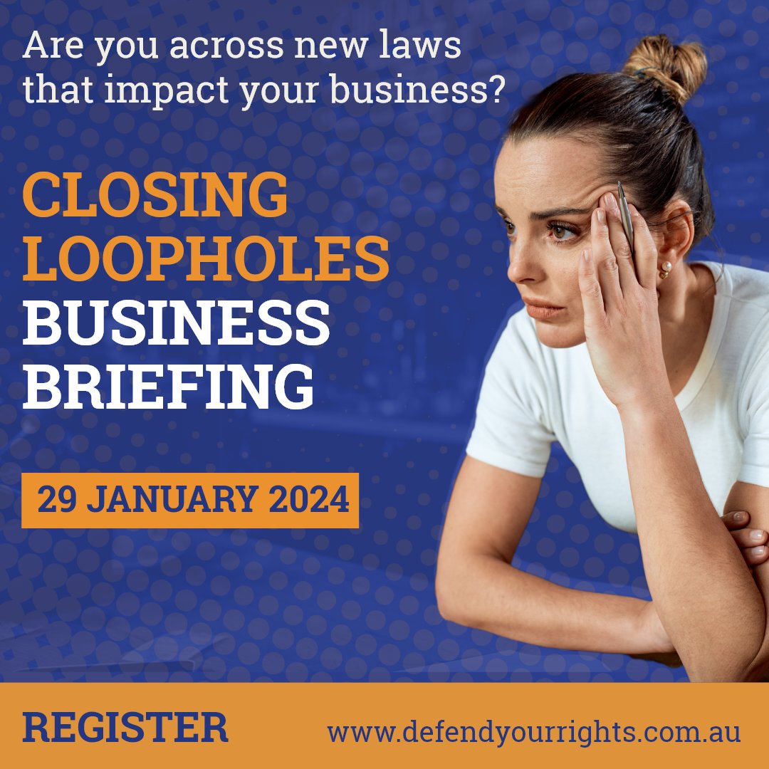 Join our national webinar discussing the imminent changes to workplace laws. Critical changes for independent contractors and subcontractors. 📆 Date: Jan 29, 4:30 pm AEDT 🔗 Register: bit.ly/3Oeps3U