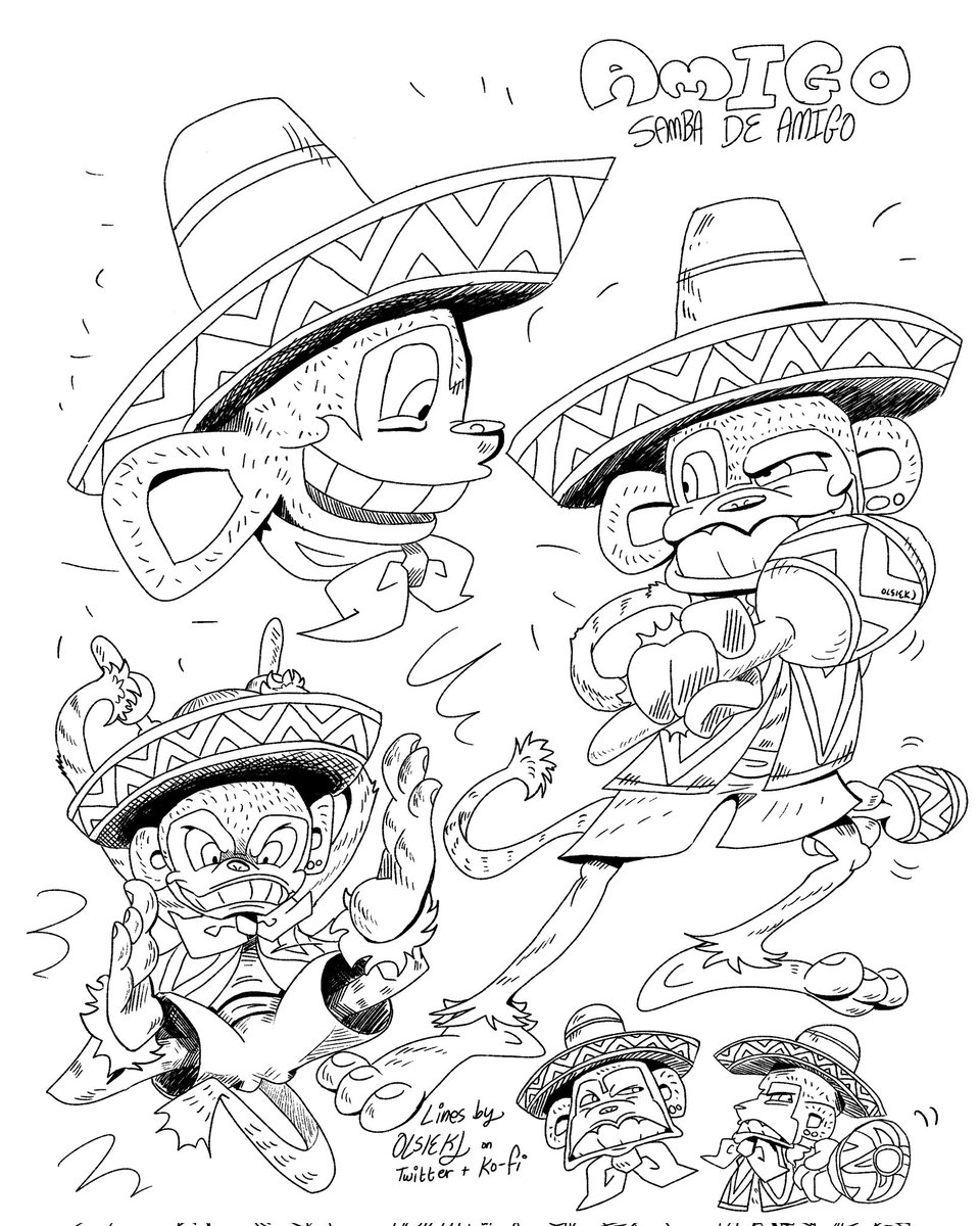 OlsieKJ's tweet image. A doodle sheet #commission for @WolfShade12 of #sambadeamigo ✨️✨️✨️