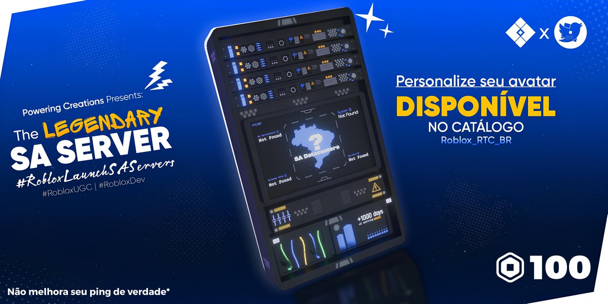 Roblox_RTC_BR's tweet image. Lançamos nosso primeiro item UGC no Roblox, o LENDÁRIO Servidor Sul-Americano (de costas)! 🛒🛍

Você pode carregar a representação dessa lenda em suas costas pelos jogos e expressar sua revolta com os mais de 1000 dias de espera! 🛜🇧🇷

➤ roblox.com/catalog/160570…