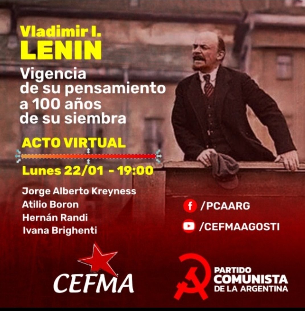 Este lunes, acto recordatorio del centenario del fallecimiento de Lenin.  A las 19 hs (Arg). Únete a esta celebración desde dondequiera que estés sea por YouTube o Facebook.