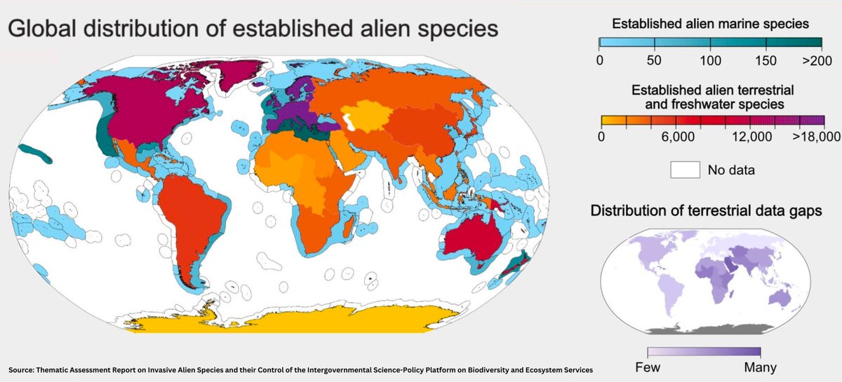 Over 37,000 alien species have been introduced by many human activities to regions and biomes worldwide. They play a key role in the 60% of global plant and animal extinctions and cause over $423 billion in economic damage. 
Explore the <a href="/IPBES/">ipbes</a> report 👉 ow.ly/FQ4b50PHtBF