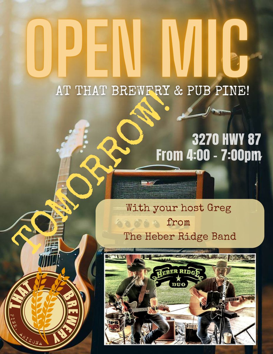 Monday's can be iffy but when you can end the day with awesome music, great craft beer, and delicious food, all is right in the world. Come join Greg as we host Open Mic night tomorrow night. #THATBrewery #THATBreweryAndPub #PineStrawberryAZ