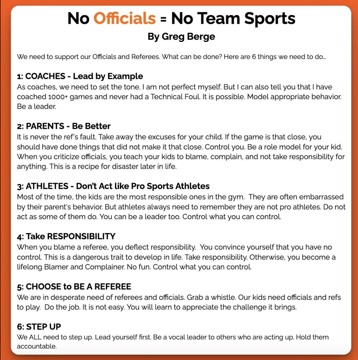 Basket_IQ's tweet image. 私たちは、審判やレフェリーを支援する必要があります。
何ができるでしょうか？
以下に、私たちが行うべき6つのことを挙げます。

1: コーチ - 模範を示す…