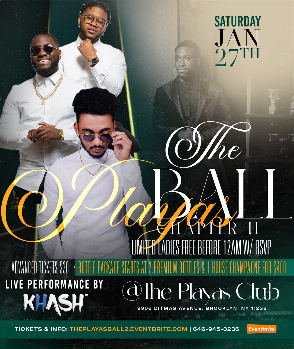 rjb_baz's tweet photo. Just added! @khash_empire will be live at THE PLAYA’S BALL CHAPTER II!
Sat. Jan. 27, 2024
THE PLAYA’S BALL CHAPTER II

Official birthday celebration for @itscutty__
Live performance by @khash_empire 
🎶: @djexotic_ @DJMarzTV 
Tix on Eventbrite! 
https://t.co/8P87IUzleK https://t.co/qrMMP0Ae2C