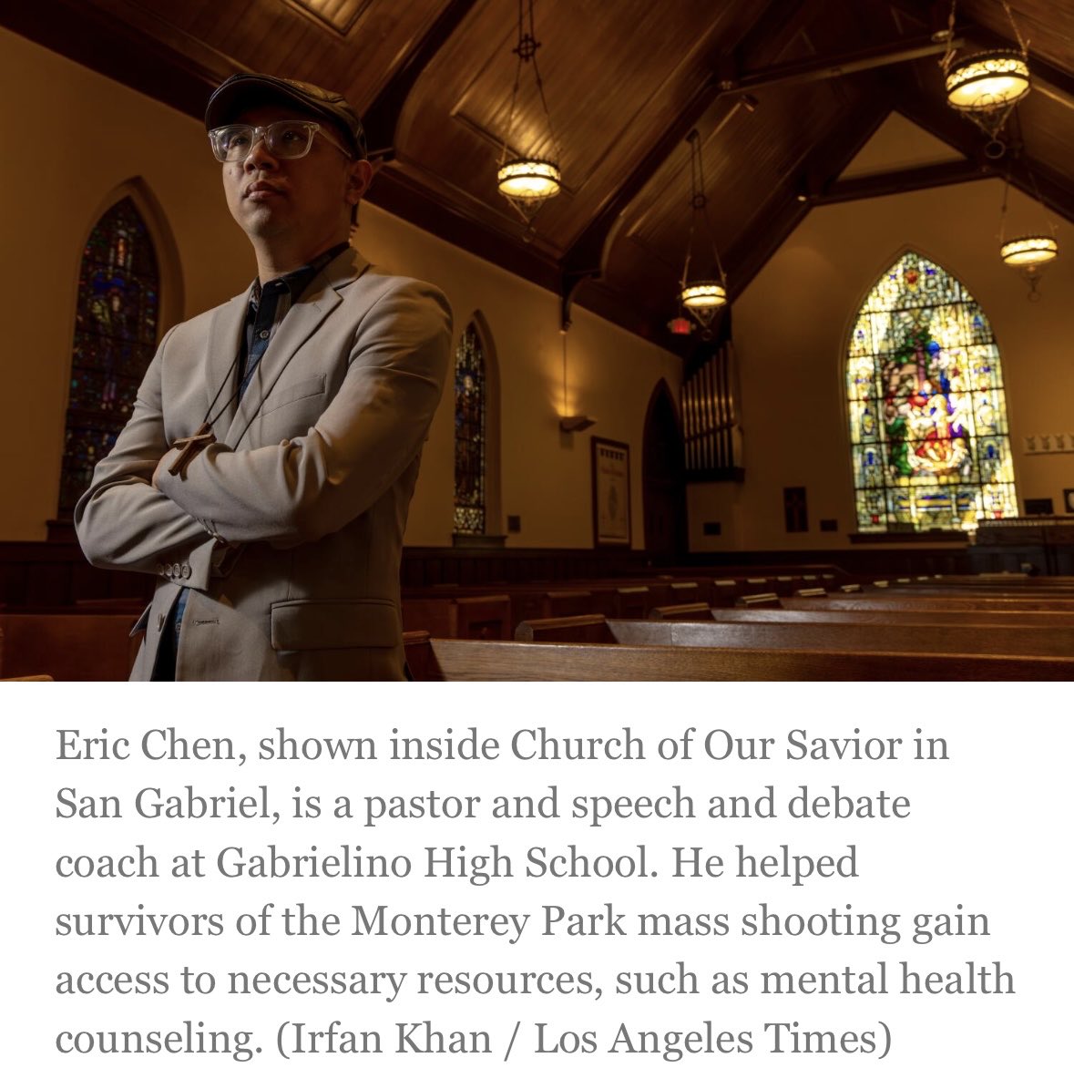 Pastor Eric Chen zeroed in on faith, quoting from the Scriptures on how spirituality can help us heal. He translates sermons to make them widely accessible to a vulnerable community, as highlighted here in a profile by @SummerrLin⁩. Please subscribe to @LATimes to read more.