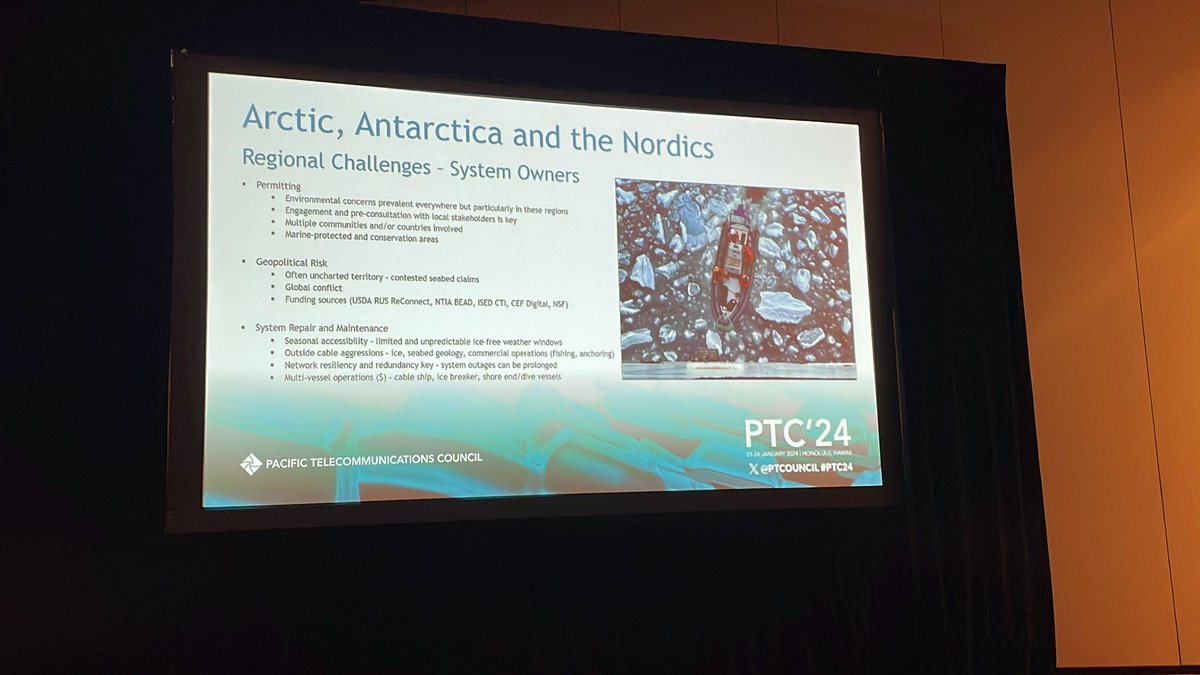 Antarctic science generates massive data volumes… currently taken by ship once a year!

Slightly better latency if a fibre can be deployed

But also lots of permit challenges for all these extreme cables