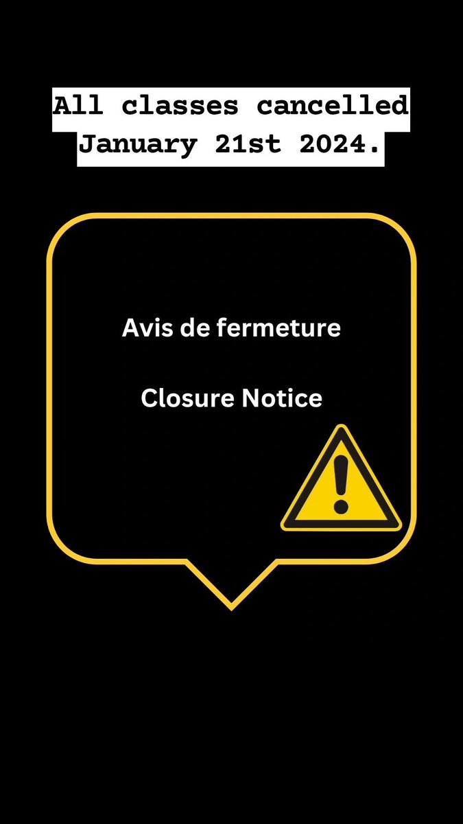 Tous les cours sont annulés le 21 janvier 2024.