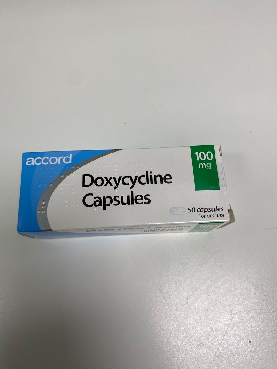 Doxycycline is an antibiotics belonging to tetracyclines group. It’s commonly used to treat different types of infections such as: 

▪️pneumonia 
▪️urinary tract infection 
▪️eye infection 
▪️sexually transmitted diseases e.g gonorrhoea, syphilis,