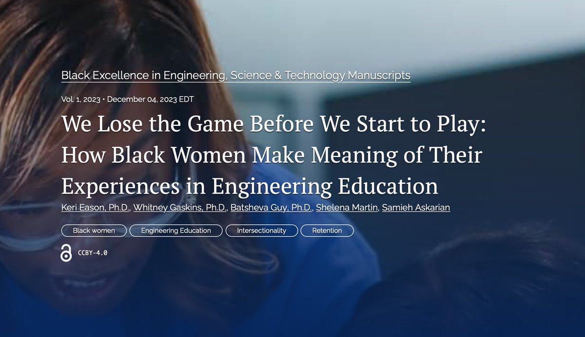 UC Dept. of Engineering and Computing Education (@uc_dece) on Twitter photo New publication alert from our faculty member (<a href="/WhitneyGaskins/">Whitney Gaskins</a>), PhD student (<a href="/SamiyehAskarian/">Samieh Askarian</a>), & colleagues across UC! Give it a read here: nsbejournal.scholasticahq.com/article/90625-… #EngineeringEducation <a href="/NSBE/">NSBE</a> New publication alert from our faculty member (<a href="/WhitneyGaskins/">Whitney Gaskins</a>), PhD student (<a href="/SamiyehAskarian/">Samieh Askarian</a>), & colleagues across UC! Give it a read here: nsbejournal.scholasticahq.com/article/90625-… #EngineeringEducation <a href="/NSBE/">NSBE</a>