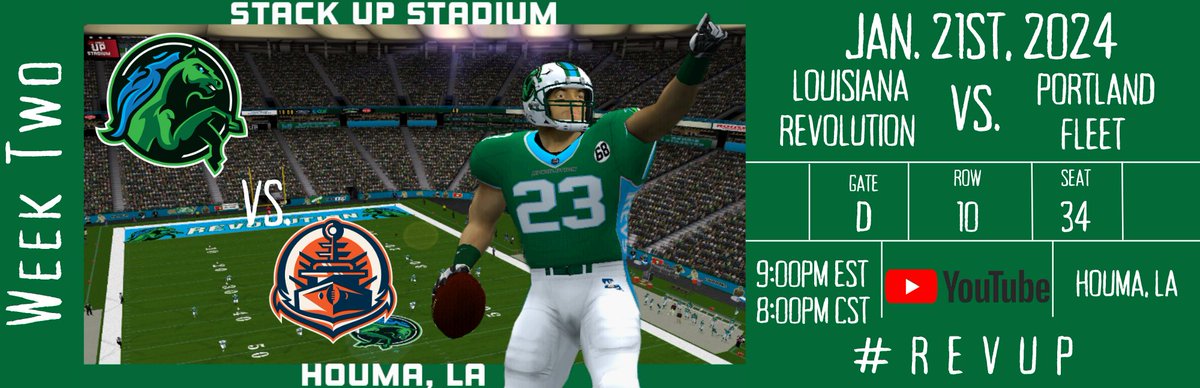 📣GAMEDAY📣

Get those tickets the game as the Revolution host the <a href="/SFL_Fleet/">Portland Fleet</a> at <a href="/StackUpDotOrg/">Stack Up</a> Stadium for their home opener. #RevUp #CadillacStyle #LouisianaProud <a href="/simulationfl/">Simulation Football League</a>

🗓: TODAY
⏰️: 9pm EST/8pm CST
📺: youtube.com/live/jMdqQkGl4…