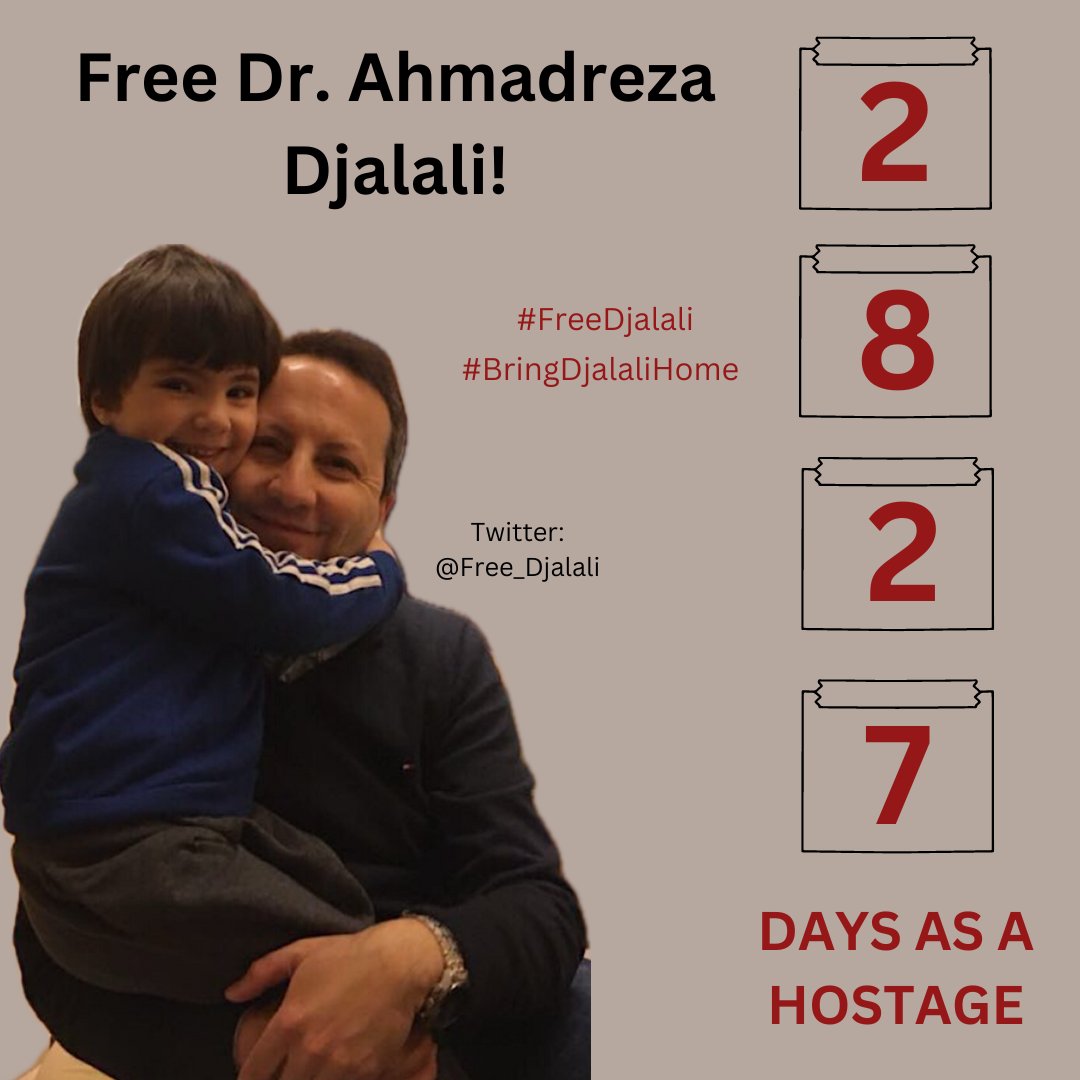 January 21st 2024 marks 2827 days since Dr. Ahmadreza Djalali was taken hostage in Iran. Ahmadreza is a Swedish citizen and we demand Sweden and the EU to take immediate action and #BringDjalaliHome. Please share this and be Ahmadreza´s voice! #FreeDjalali