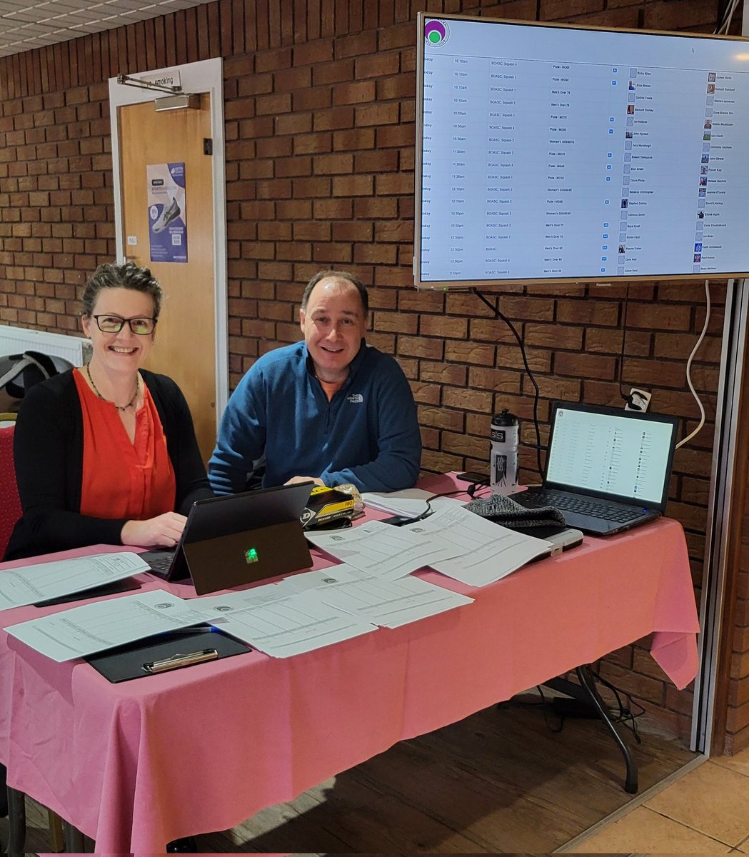 80+ players, 100+ matches, 64 hrs of continuous play over 4 courts in 2 days...and 2 very tired tournament organisers!
But it was all worth it 😊
Another successful Masters Squash event at Bridge of Allan Sports Club. See you all again next year!
<a href="/boasportsclub/">Bridge of Allan Sports Club</a> <a href="/Scottish_Squash/">Scottish Squash 🏴󠁧󠁢󠁳󠁣󠁴󠁿</a>