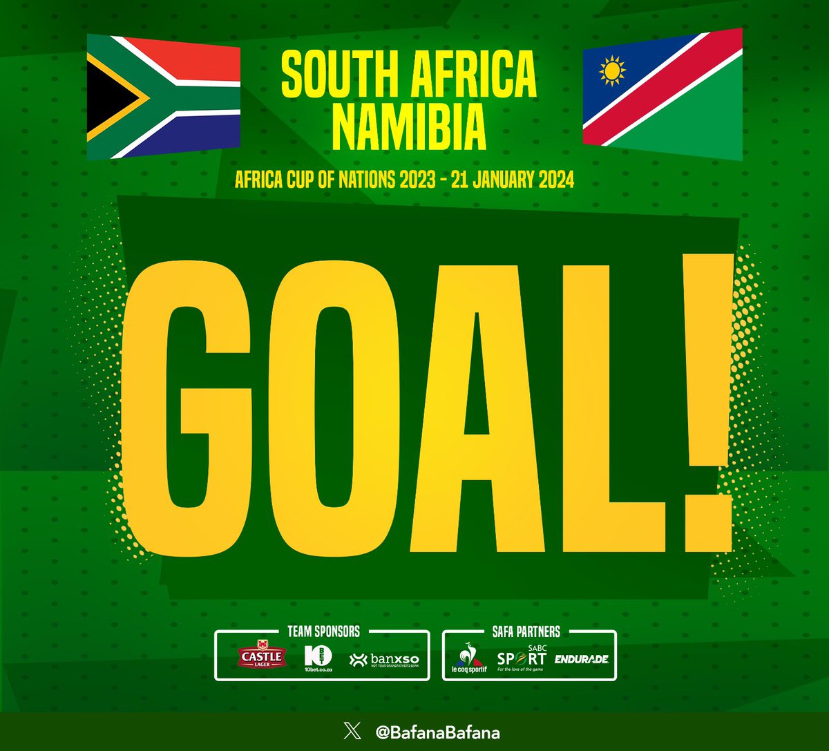 BafanaBafana's tweet photo. 40’ ⚽️ Themba Zwane makes it 3!!!! 🔥 🔥 🔥 

#TotalEnergiesAFCON2023 
#AFCON2023 
#BafanaPride https://t.co/ChG909CoMN