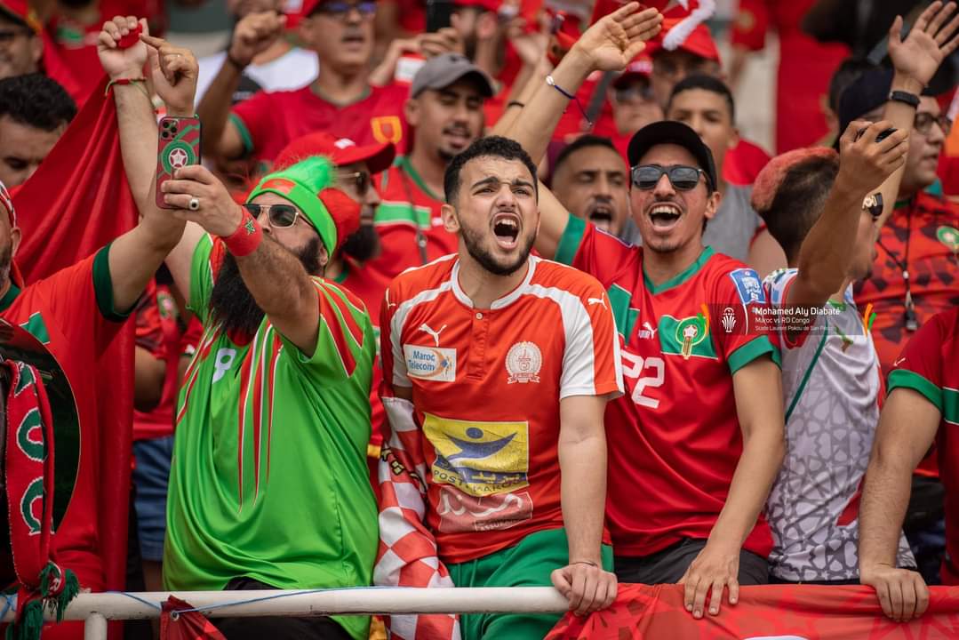 COCAN_2023's tweet photo. Ambiance électrique au Stade Laurent Pokou de San Pedro. On peut dire que les Rosso Verde du Maroc maîtrisent l'art du 12e homme 🇲🇦🥁
#Cocan2023 | #TotalEnergiesAFCON2023 | #MARCOD https://t.co/cf42YVepQS
