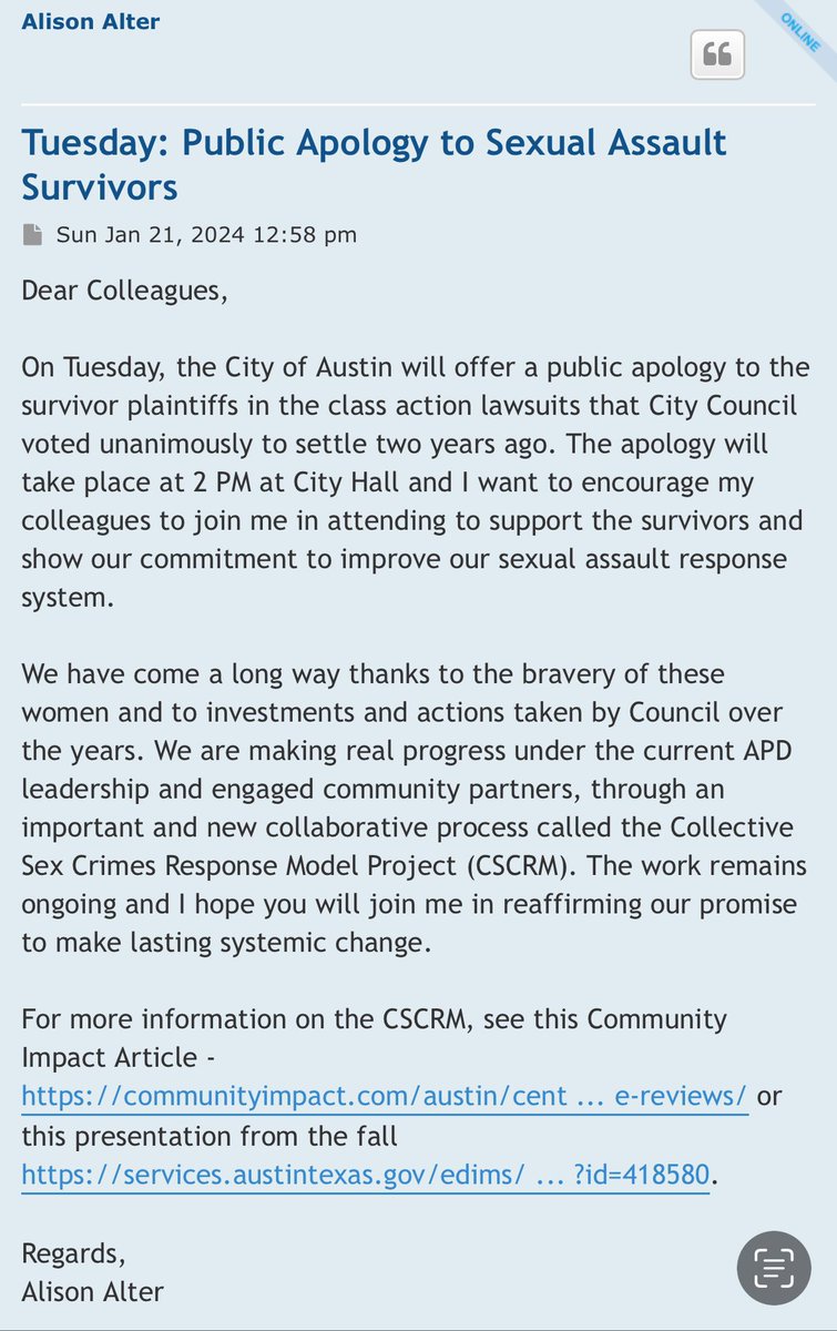 ALTERforATX's tweet photo. We are not going back! Thanks to the courage of survivors and the leadership of our council we are delivering healing &amp; justice to sexual assault survivors. I will not let our city re-hire Art Acevedo, who as chief allowed so many women to suffer without response. https://t.co/rNnQ9KOjJS