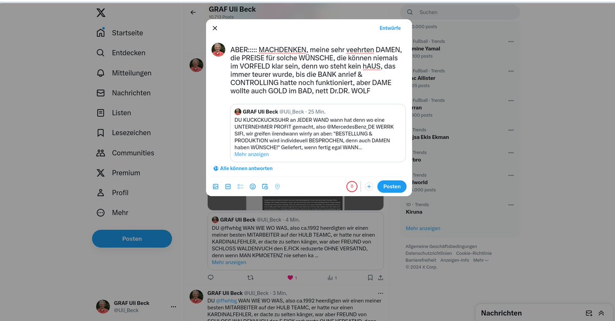 Uli_Beck's tweet photo. ABER::::: MACHDENKEN, meine sehr veehrten DAMEN, die PREISE für solche WÜNSCHE, die können niemals im VORFELD klar sein, denn wo steht kein hAUS, das immer teurer wurde, bis die BANK anrief &amp; CONTROLLING hatte noch funktioniert, aber DAME wollte auch GOLD im BAD, nett Dr.DR. WOLF https://t.co/M9S8S0aoRL