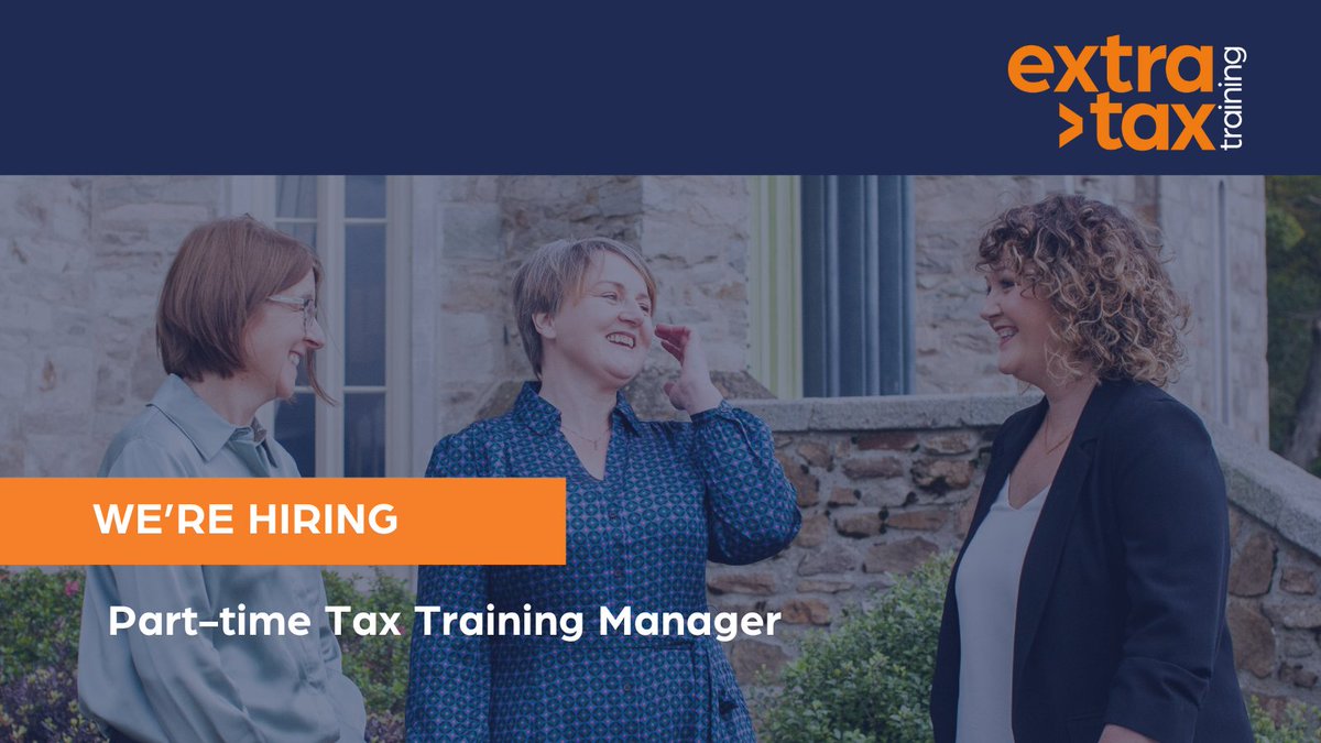 Are you an experienced tax professional seeking a new challenge? How about using your skills to help others develop their expertise?

Join us as a part-time Tax Training Manager in a remote and flexible role.

Find out more at extrataxtraining.com/jobs-tax-train…

#TaxTwitter #RemoteWork
