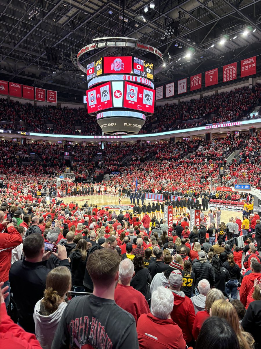 JessicaHurtt's tweet photo. Record, sellout crowd ✔️
OT win for @OhioStateWBB ✔️
Best game I’ve been to and probably will ever witness in person ✔️
Court storm for a WOMEN’S game 🤯✔️
And a whole abundance of fun ✔️ https://t.co/bzYGs0NAGi