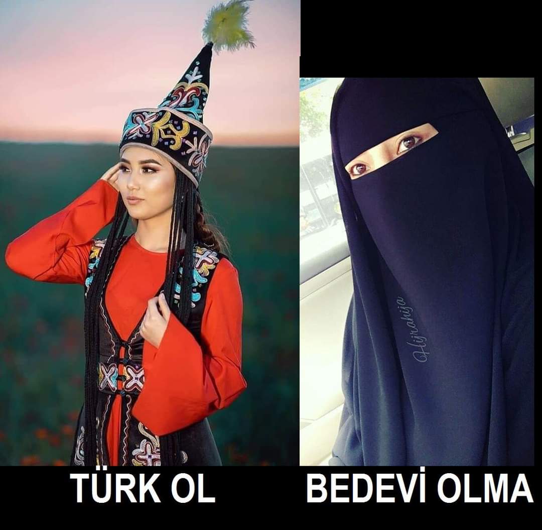 Ağaç kovuğundan çıkmadık, gökten zembille inmedik. Tesadüfen olmadık, toplamayla oluşmadık. Tarihte Türk'tük, halen de Türk'üz, İstikbal'de de Türk olacağız.

"Irmaklara göllere  Kanım kızıl akardı  Biz dağları delerken  Arap taşa tapardı.."    

ARAPLAŞMAYACAĞIZ!

Ne Bedevi Arap