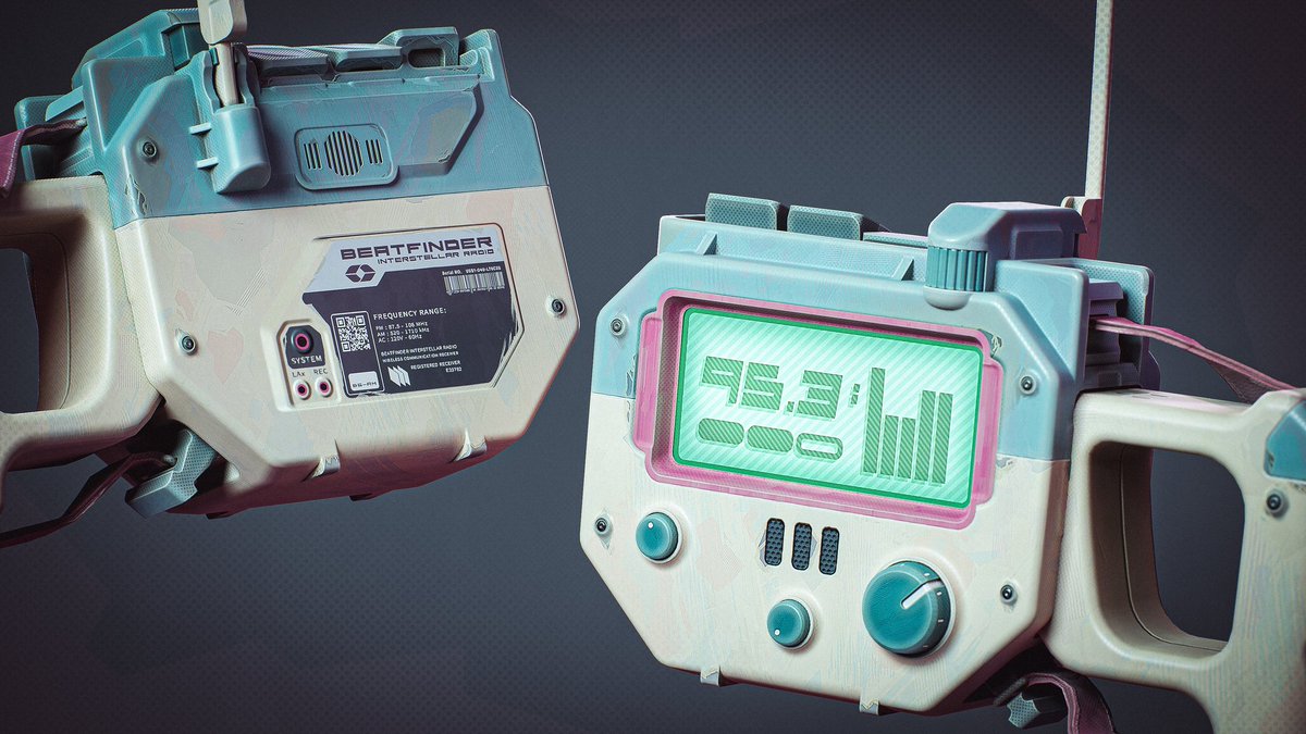 Another radio! Been fun to continue with the stylised texturing and bring it to something more techy and sci fi.

Shout out to @BrianSumArt for the amazing concept from his book 'AftrMrkt'.

More renders and all that jazz in the Artstation link below 👇