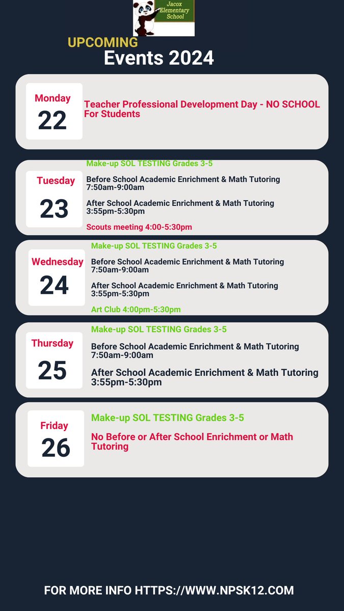 Happy Sunday! Here's what's happening at Jacox this week.